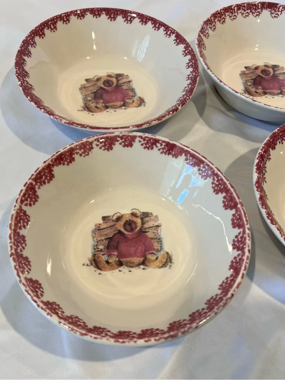 Stoneware Teddy Bear Bowls Set of 4